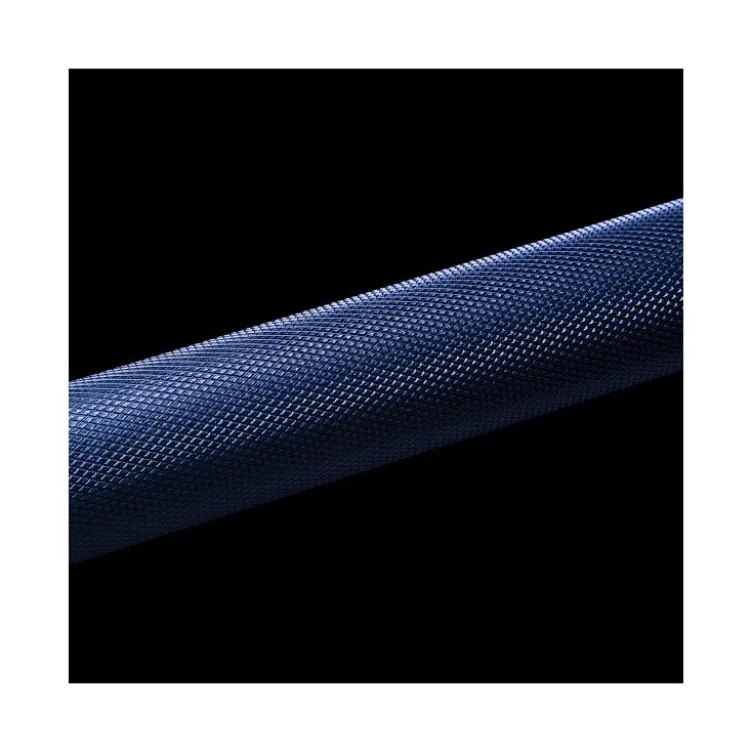 Barre olympique droite de musculation bleue 183 cm avec prise moletée