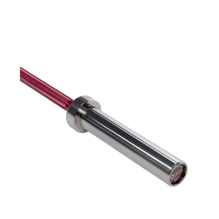 Barre olympique droite de musculation rose 183 cm avec prise moletée