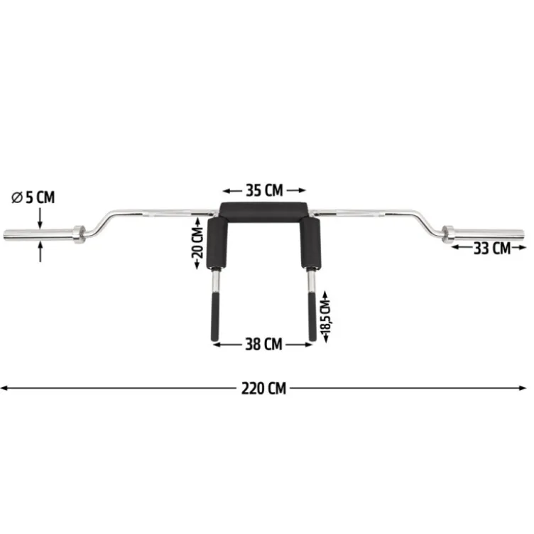 Barre Safety Squat olympique pour entraînement sécurisé des cuisses - Capacité de charge 320 kg