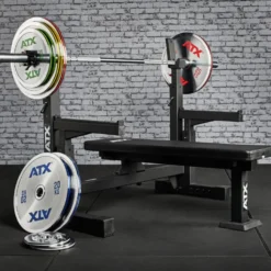Bench Press professionnel plat avec repose-barres et sécurités réglables capacité 500 kg