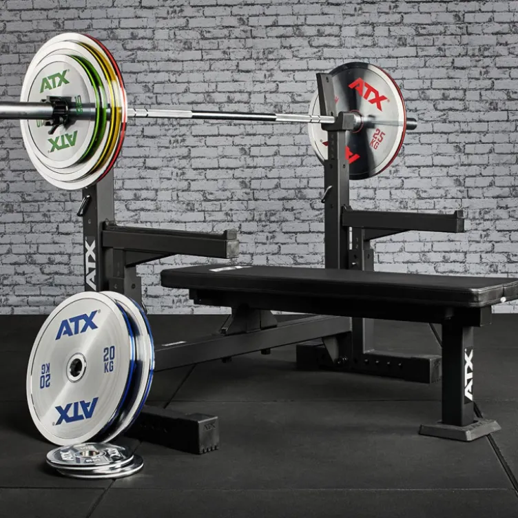 Bench Press professionnel plat avec repose-barres et sécurités réglables capacité 500 kg