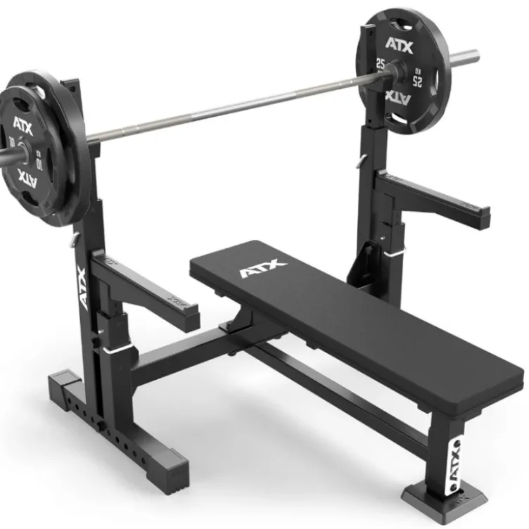 Bench Press professionnel plat avec repose-barres et sécurités réglables capacité 500 kg