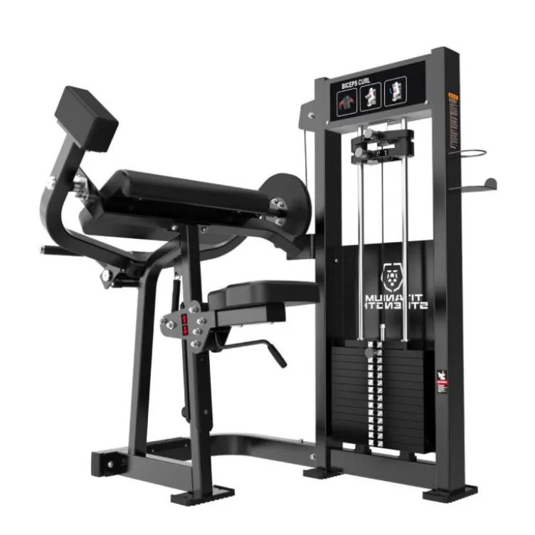 Biceps curl machine à charge guidée avec siège réglable et support spacieux et confortable - ELRX-S10 Titanium Strength
