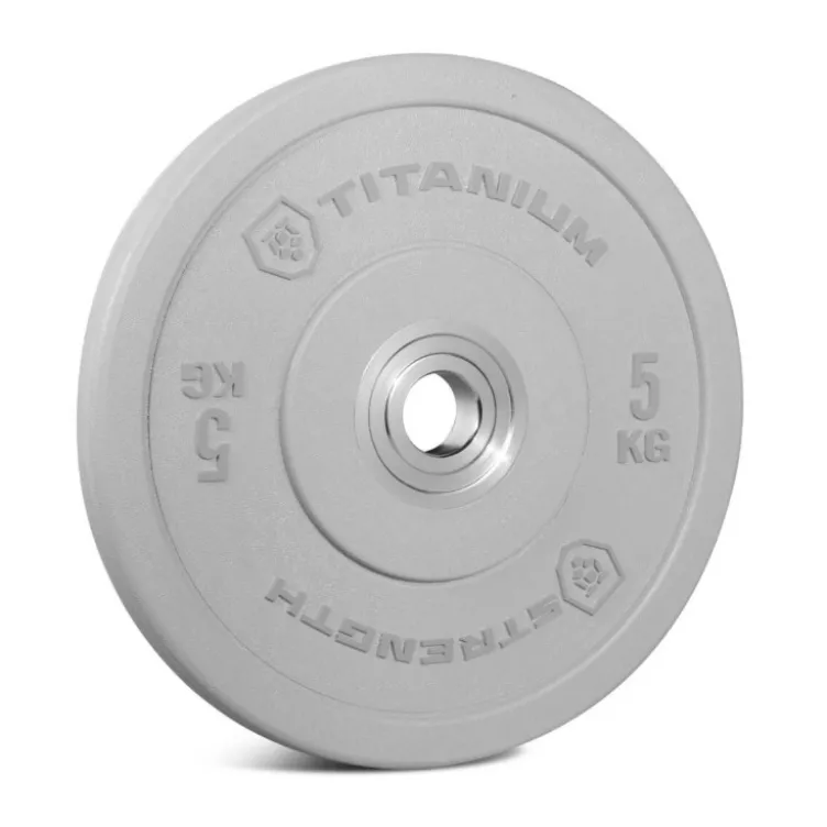 Bumper Plate PRO HD en caoutchouc solide Titanium Strength de 5 à 25 kg avec code couleur international - 50 mm