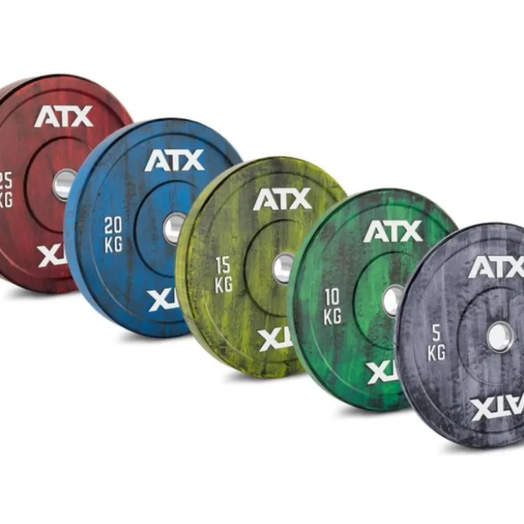 Bumper Plates ATX Color Fade 5 à 25 kg - Disques de poids olympiques avec code couleur international et écart de poids faible
