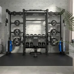 Cable cross rack ATX fitness avec colonne de poids 2 x 90 kg et accessoires d'entraînement multiples - Entraînement pro