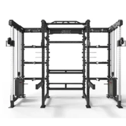 Cable cross rack ATX fitness avec colonne de poids 2 x 90 kg et accessoires d'entraînement multiples - Entraînement pro