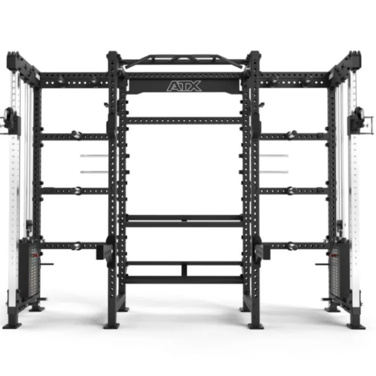 Cable cross rack ATX fitness avec colonne de poids 2 x 90 kg et accessoires d'entraînement multiples - Entraînement pro