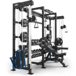 Cable cross rack ATX fitness avec colonne de poids 2 x 90 kg et accessoires d'entraînement multiples - Entraînement pro