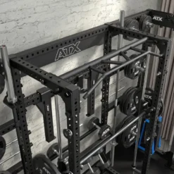 Cable cross rack ATX fitness avec colonne de poids 2 x 90 kg et accessoires d'entraînement multiples - Entraînement pro