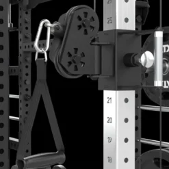 Cable cross rack ATX fitness avec colonne de poids 2 x 90 kg et accessoires d'entraînement multiples - Entraînement pro