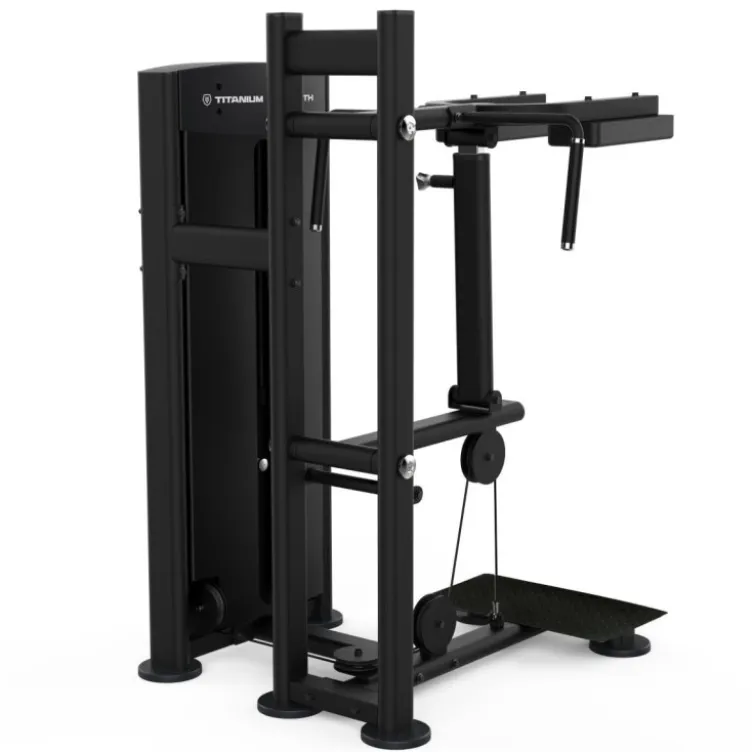 Calf raise machine Titanium Strength à charge guidée avec réglages et grande plateforme antidérapante - Black séries BS-S14