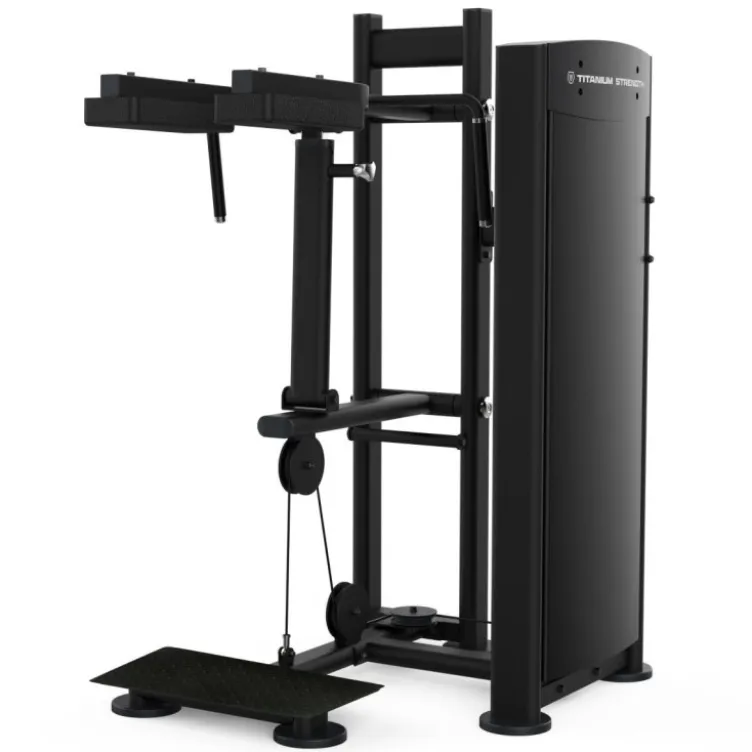 Calf raise machine Titanium Strength à charge guidée avec réglages et grande plateforme antidérapante - Black séries BS-S14