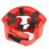 Casque de boxe en cuir rembourré et fermeture velcro - rouge