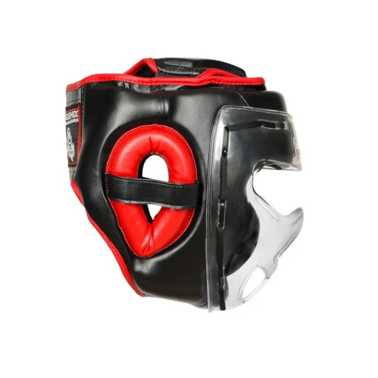 Casque de boxe en cuir synthétique rembourré en mousse - Sangle adaptable
