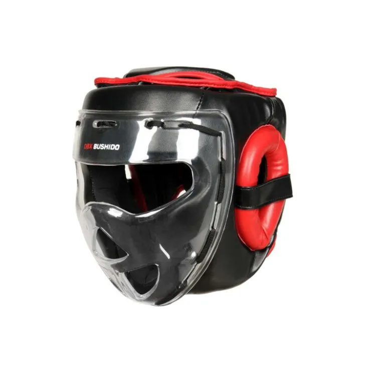 Casque de boxe en cuir synthétique rembourré en mousse - Sangle adaptable