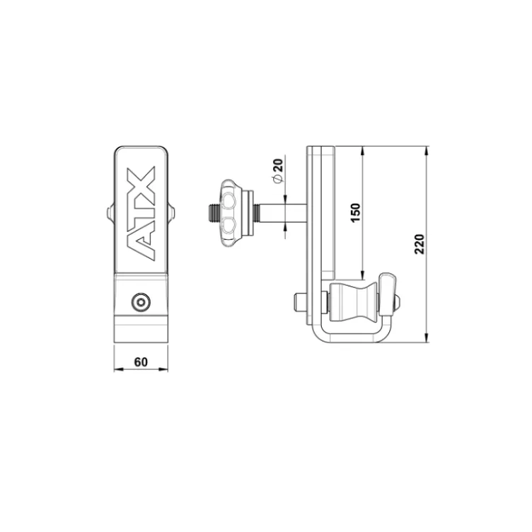 Crochets en J universels pour racks et power cage ATX série 600 et 700 capacité de charge 400 kg
