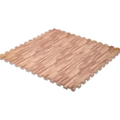 Dalles de sol puzzle effet bois 100 x 100 x 2 cm pour salle de sport et home gym - Installation facile et Norme EN71