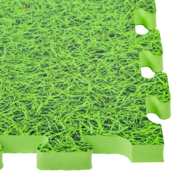 Dalles puzzle de protection pour le sol 100 x 100 x 2 cm impression gazon pour salle de sport
