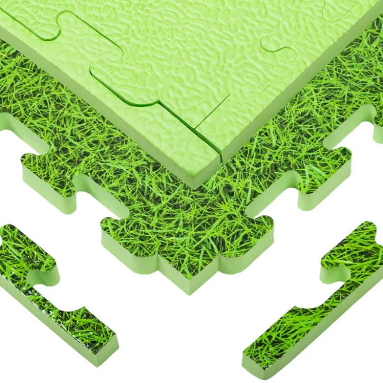 Dalles puzzle de protection pour le sol 100 x 100 x 2 cm impression gazon pour salle de sport
