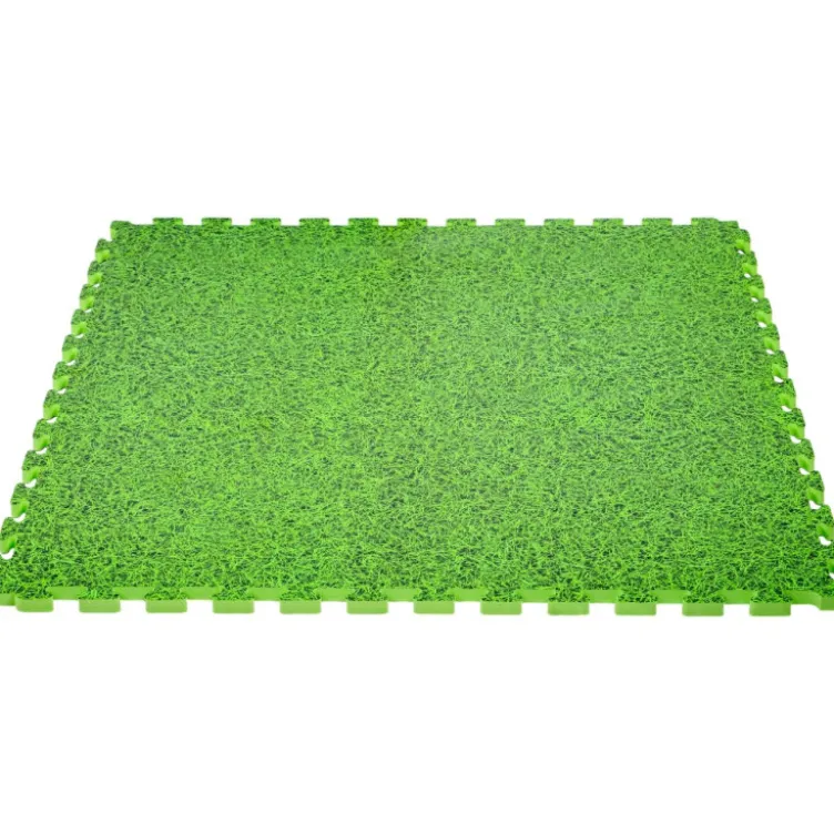 Dalles puzzle de protection pour le sol 100 x 100 x 2 cm impression gazon pour salle de sport