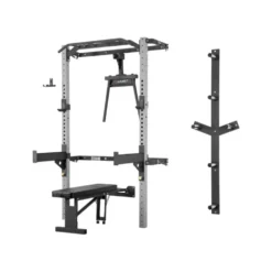 Demi rack à fixation murale avec divers équipements - Matériel de musculation pour homegym