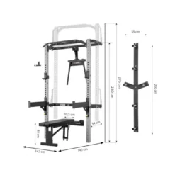 Demi rack à fixation murale avec divers équipements - Matériel de musculation pour homegym
