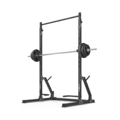 Demi rack à squat de musculation avec crochets en J et anneaux de support pour sac de boxe