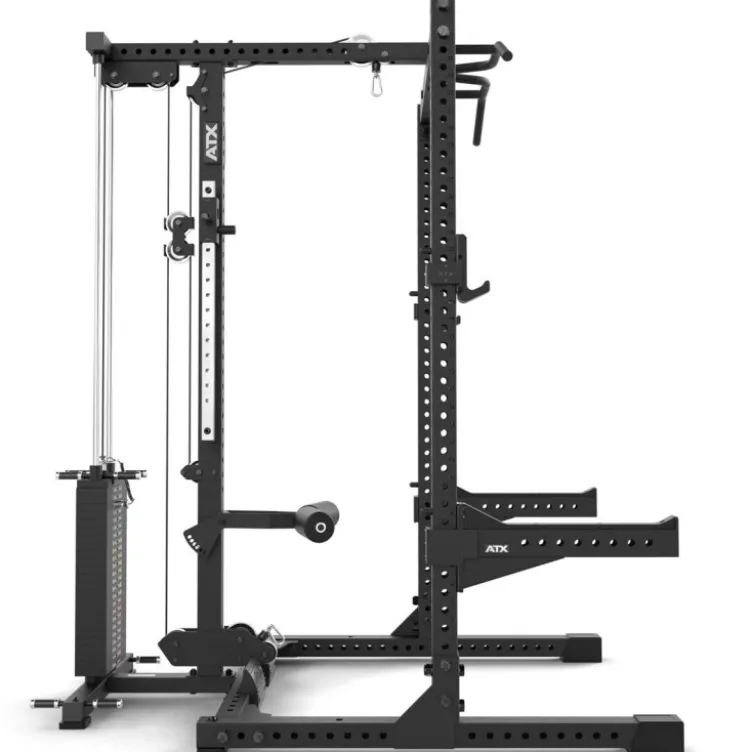 Demi-rack à squat de musculation avec poulie haute et basse à charge guidée 125 kg de marque ATX - Série 700