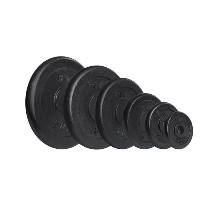 Disque de poids noir en fonte avec un diamètre de 30mm - 1,25 à 20 KG