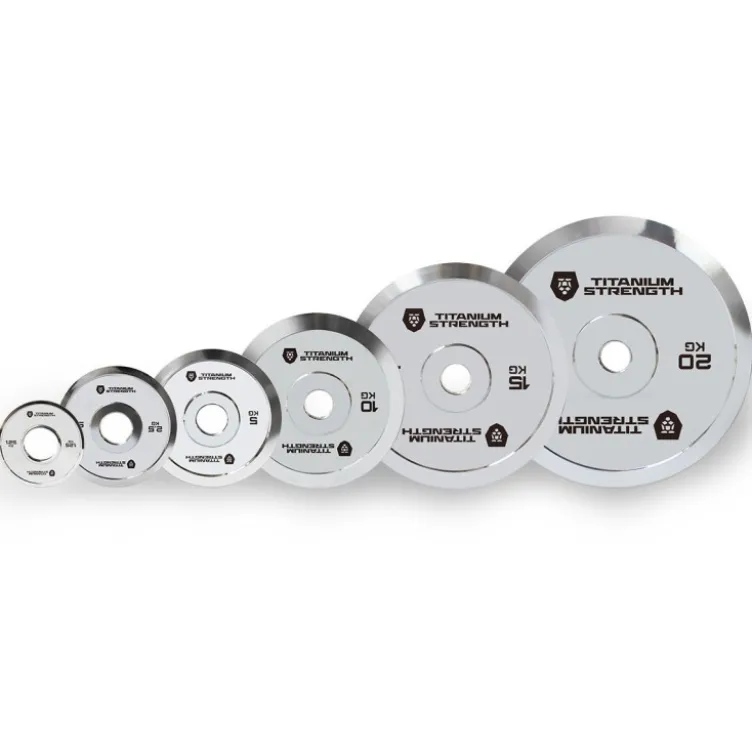 Disques de poids chromés olympique avec profil ultra-fin et faible tolérance de poids de 1,25 à 20 kg - Titanium Strength