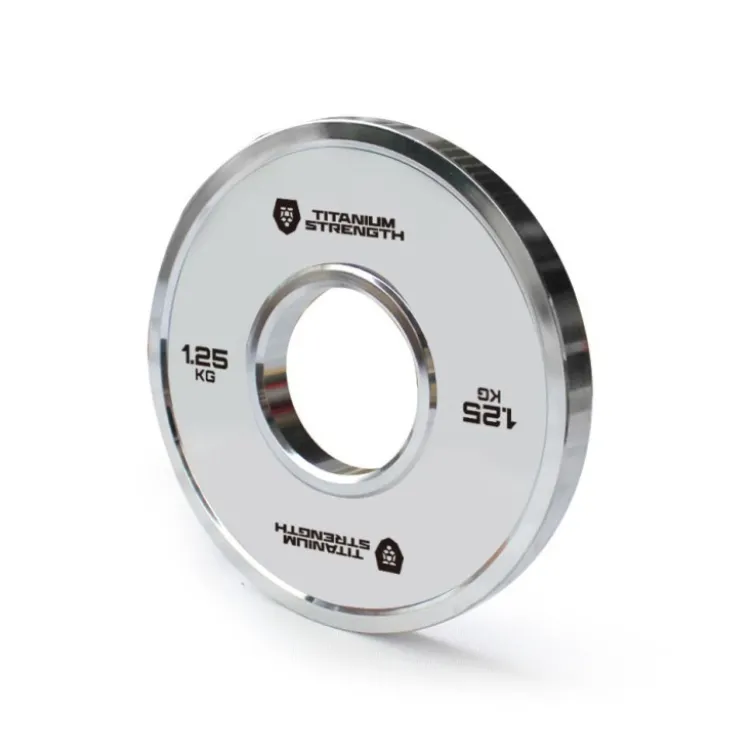 Disques de poids chromés olympique avec profil ultra-fin et faible tolérance de poids de 1,25 à 20 kg - Titanium Strength
