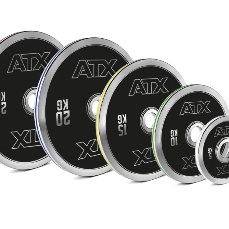 Disques de poids olympiques calibrés de 5 à 25 kg en acier chromé de marque ATX