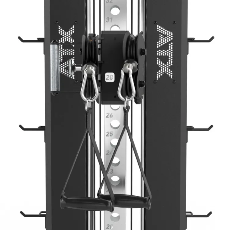 Double station de traction ATX à fixation murale avec colonne de poids de 65 kg - Cable Pulley 4000