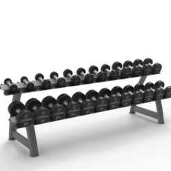Ensemble complet de 12 paires d'haltères ronds de 2,5 à 30 kg avec rack de stockage inclus - Titanium Strength