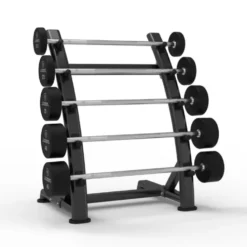 Ensemble de 5 barres droites monoblocs pré-chargées Titanium Strength de 10 à 30 kg avec rack de stockage inclus - SFB-100KG-SET