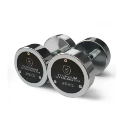 Ensemble d'haltères chromés de 2,5 à 25 kg avec rack de rangement inclus - 10 paires d'haltères Titanium Strength CHD25