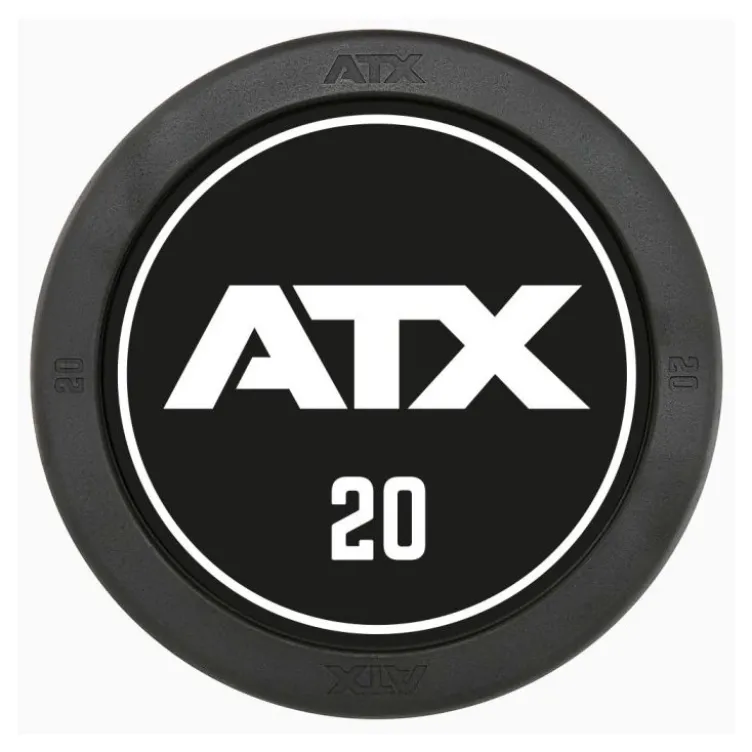 Ensemble d'haltères en acier avec revêtement caoutchouc de 5 kg jusqu'à 50 kg selon déclinaison avec logo ATX
