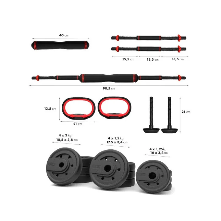 Ensemble d'haltérophilie 6 en 1 pour homegym avec barre de liaison - 30 kg