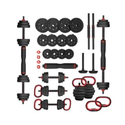 Ensemble d'haltérophilie 6 en 1 pour homegym avec barre de liaison - 30 kg