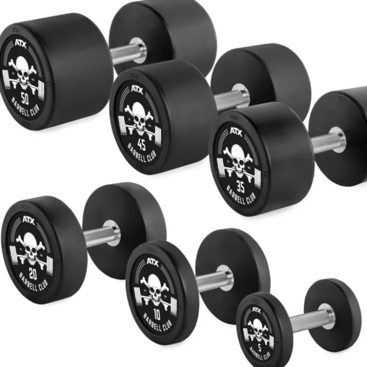 Ensemble professionnel d'haltères de 5 à 20 kg jusqu'à 5 à 50 kg au choix avec design ATX Barbell Club