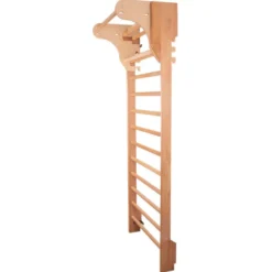 Espalier avec barre de tractions et accessoires de musculation en bois - 200 x 80 cm