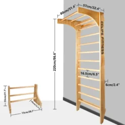 Espalier de gymnastique et musculation en bois massif avec barre de traction intégrée - Capacité de charge 100 kg
