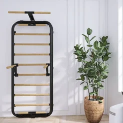 Espalier en bois de hêtre et acier design pour fitness et gymnastique à domicile avec barres de traction - 220 x 86 cm