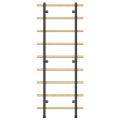 Espalier en bois et métal à fixation murale pour entraînements fonctionnels -199 x 80 cm avec barres à dips et barre de traction