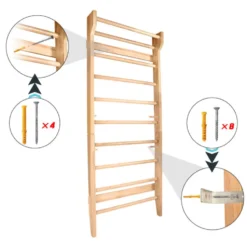Espalier en bois 195 x 80 x 14cm pour abdominaux - étirements et gymnastique - Capacité de charge 100 kg