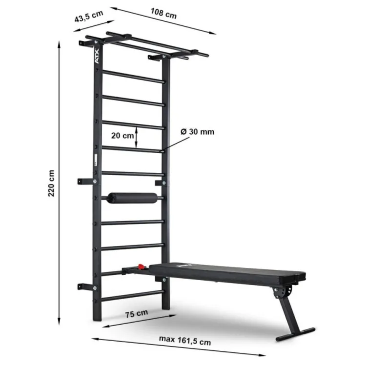 Espalier mural ATX avec barre de traction - banc -Station home-training