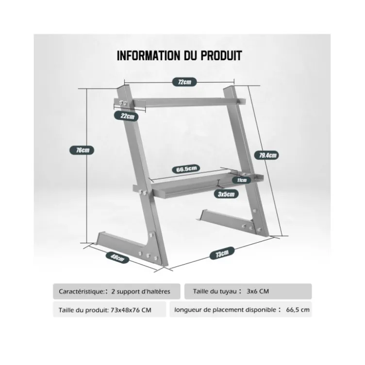 Etagère de rangement pour haltères à capacité maximale 200 kg