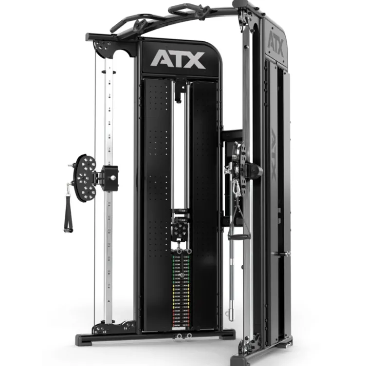 Functional Trainer ATX série 700 avec deux colonnes de poids de 100 kg et set d'accessoires - Station à poulie vis à vis homegym