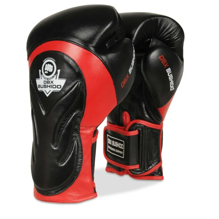 Gants de Boxe en cuir naturel Noir et rouge